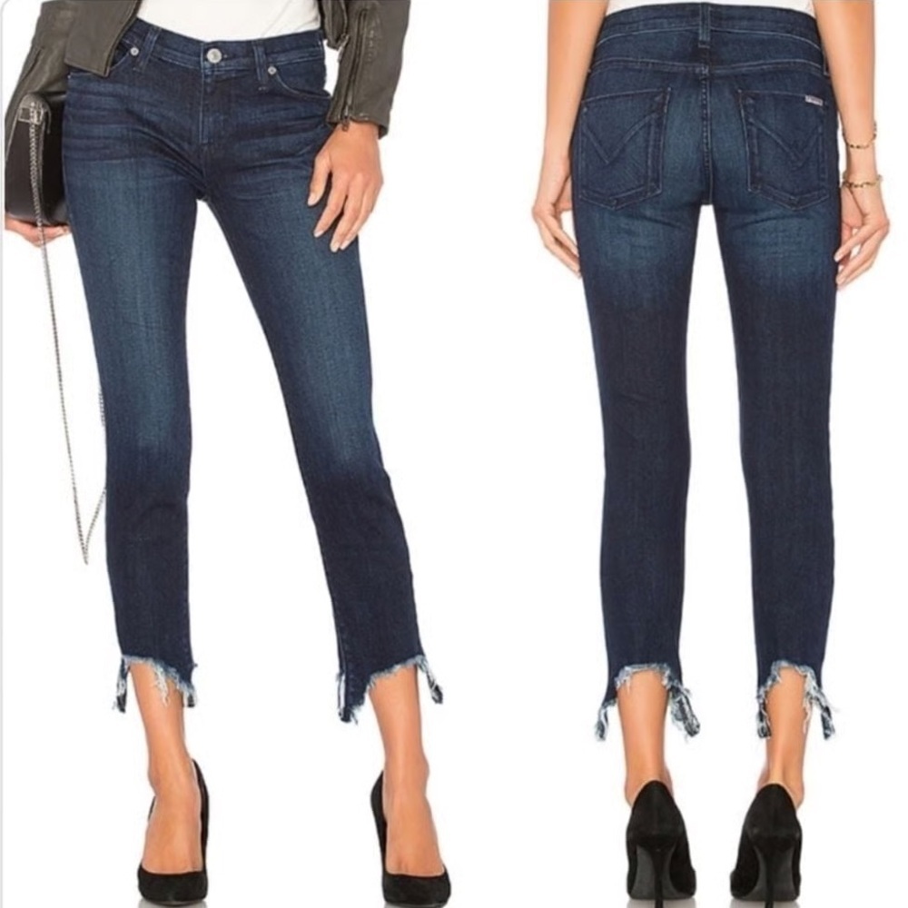 Hudson Colette Mid Rise Skinny Crop Jeans With Frayed Shark Bite Hem Size 27
